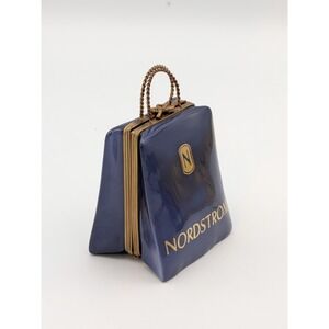 Rare Retired Limoges Blue Nordstrom Shopping Bag Trinket Box Hand-Painted France